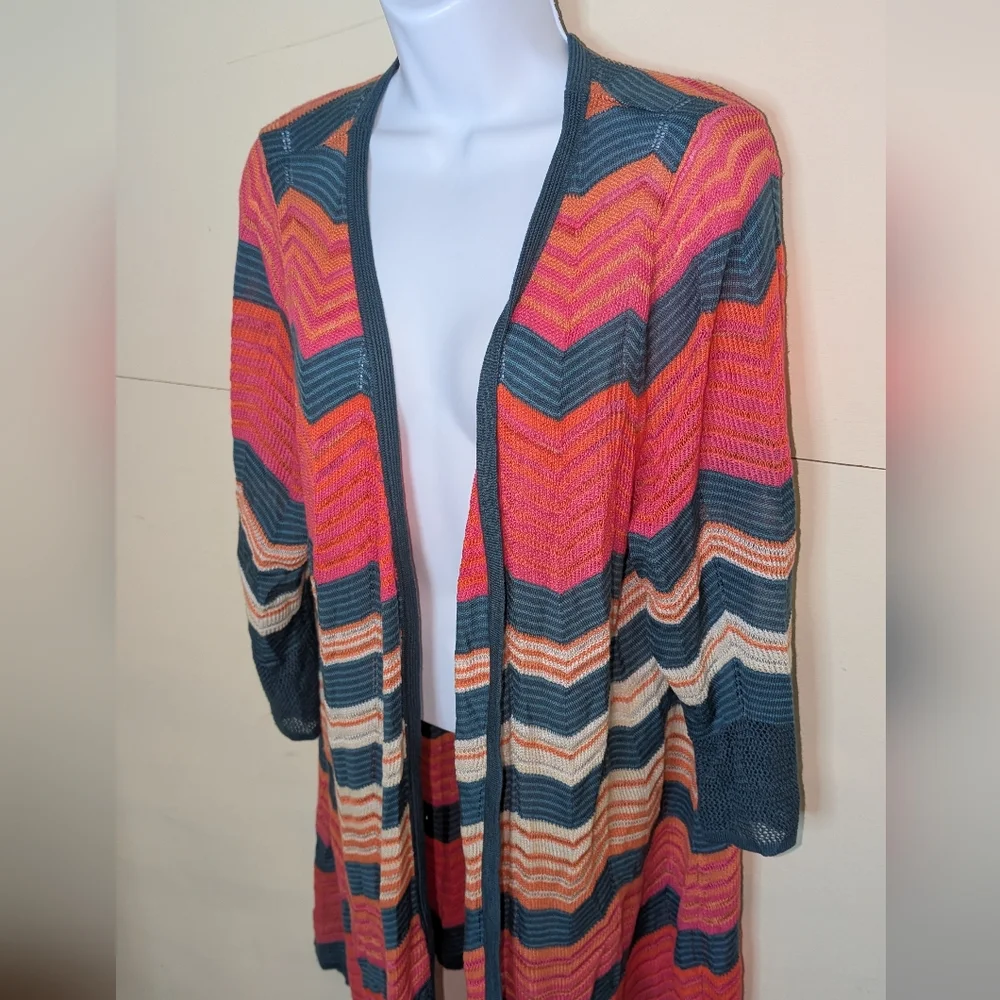 Lane Bryant Multicolor Chevron Cardigan Lightweight - Picture 2 of 7